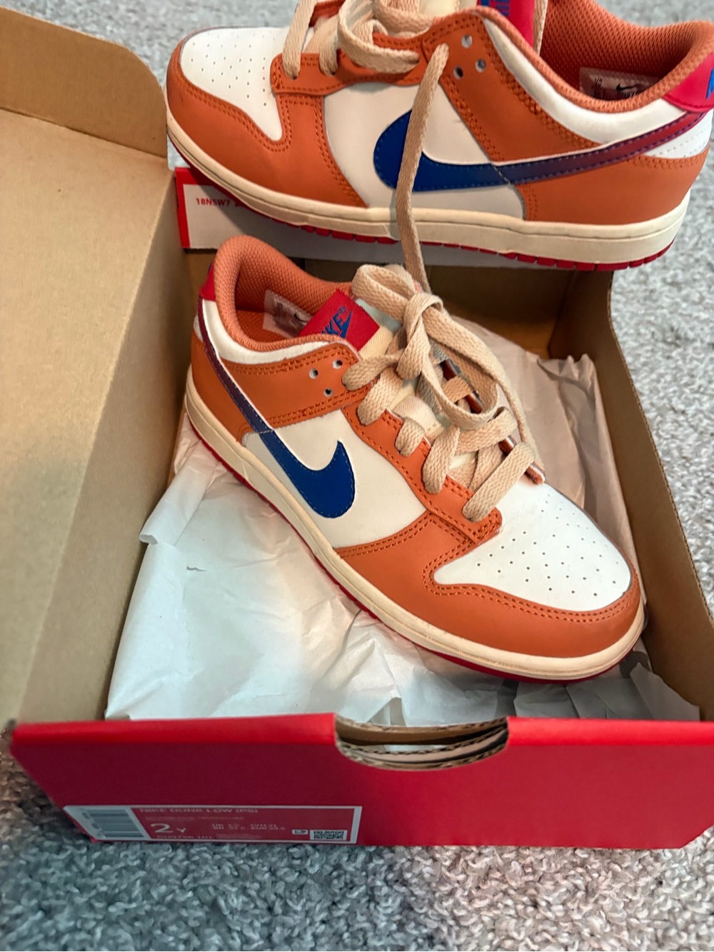 Nike Low-Top Sneakers in Orange, White & Blue Accent